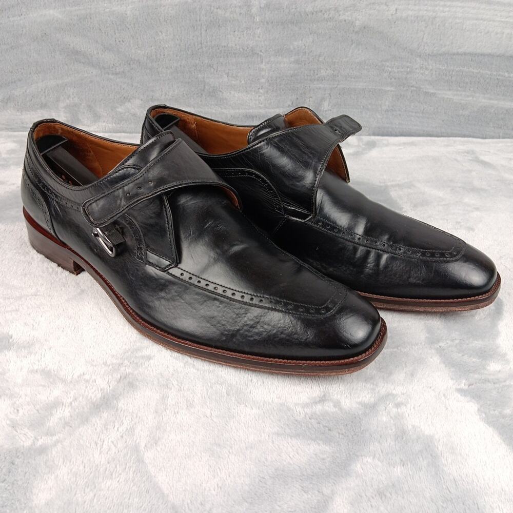 Johnston & Murphy Black Leather Monk Strap Dress Shoes Men Sz 12 M